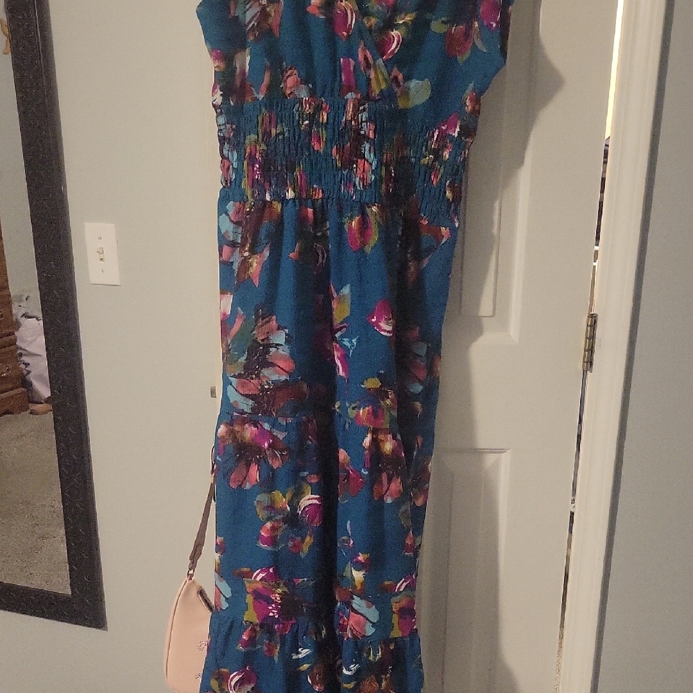 Cato Pink and Orange Ruffled Tiered Maxi Dress